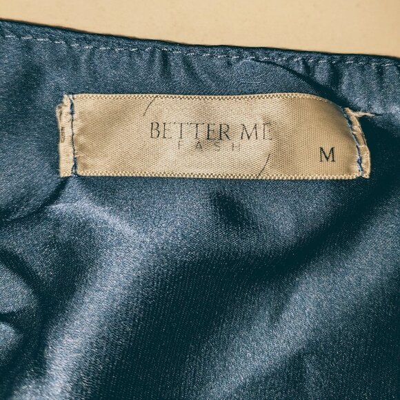 Better Me Fash Blue Satin Halter Slip Dress Size Medium - Picture 3 of 3